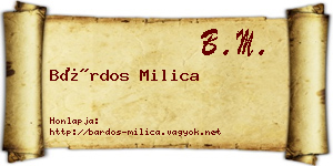Bárdos Milica névjegykártya